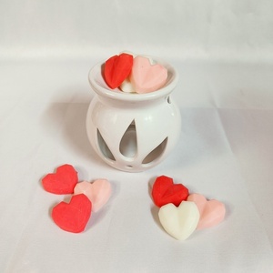 Valentine box σετ με κερί, σαπούνι, wax melts, τσιμεντένιο δισκάκι και καυστήρα. - κερί, σετ δώρου, αρωματικό σαπούνι - 4
