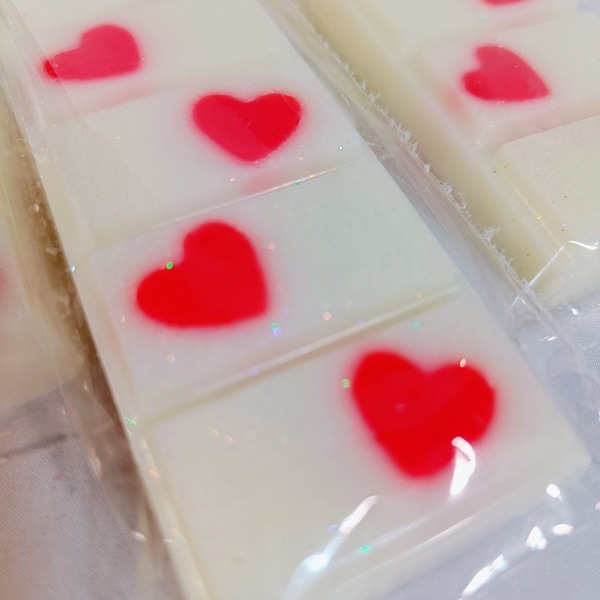 Valentine Wax melt μπάρα με καρδιές, άρωμα παιώνια 45g 100% κερί σόγιας. - αγ. βαλεντίνου, κερί σόγιας, αρωματικά χώρου, 100% φυτικό, soy wax - 3