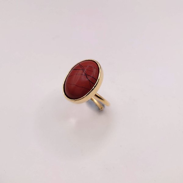 Γυναικείο Δαχτυλίδι με ημιπολύτιμο λίθο κόκκινο ίασπι. - ημιπολύτιμες πέτρες, επιχρυσωμένα, boho, αυξομειούμενα - 2