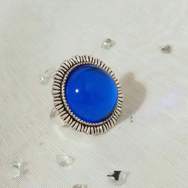 Δαχτυλίδι με μπλε καμπουσόν - μοντέρνο, ατσάλι, boho, φθηνά - 5