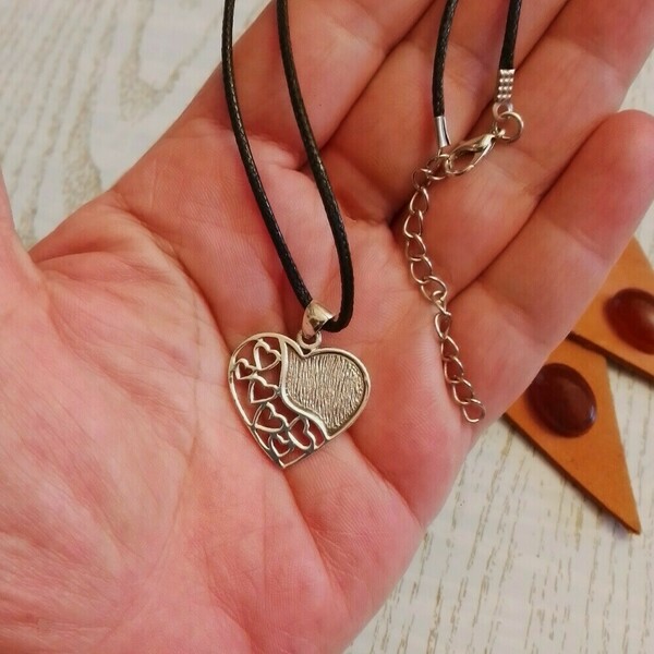 Σετ δώρου, cord necklace καρδιά και δερμάτινα σκουλαρίκια σε σχήμα τριγώνου. - δέρμα, καρδιά, minimal, boho, σετ δώρου - 3