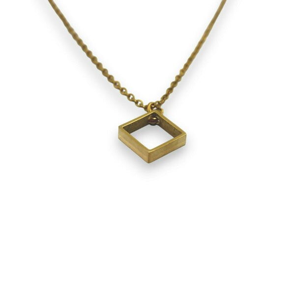 Χειροποίητο ατσάλινο χρυσό γεωμετρικό κολιέ in corde - κοντά, ατσάλι - 2