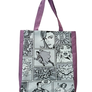 Υφασμάτινη τσάντα διπλής όψης με σχέδια comic - ύφασμα, ώμου, all day, tote