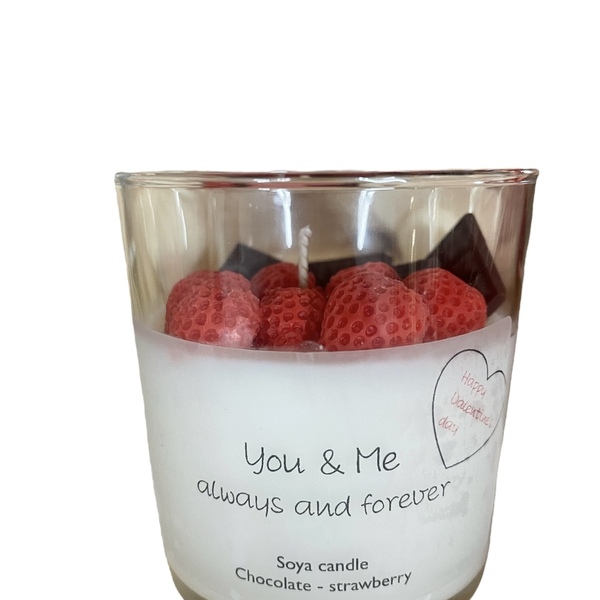 Valentine’s candle κερί σόγιας Σοκολάτα Φράουλα 220γρ - κερί, αρωματικά κεριά, βαλεντίνος, αγ. βαλεντίνου, κερί σόγιας
