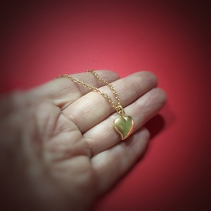 Kαρδιά Ασημένια με χρυσό 14κ μενταγιόν λαμπερό, μινιμαλιστικό , εύκολο στη χρήση, δώρο καρδιάς για όλους Μήκους 45 εκατοστών. Δώρο Αγίου Βαλεντίνου. - επιχρυσωμένα, ασήμι 925, καρδιά, κοντά - 2