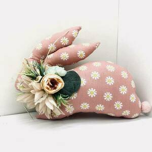 Υφασμάτινο μαξιλάρι, λαγουδάκι με λουλούδια - κορίτσι, διακοσμητικά, για παιδιά, πρώτο Πάσχα, ζωάκια - 2