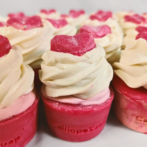 Cupcake σαπούνι με καρδιά Valentine 85γρ - σαπούνια, αγ. βαλεντίνου, αρωματικό σαπούνι, σώματος - 4