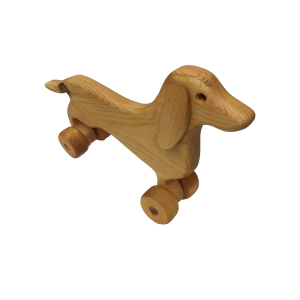 Σκυλάκι ξύλινο με ρόδες,27x17x7 - κορίτσι, αγόρι, σκυλάκι, ξύλινα παιχνίδια - 2