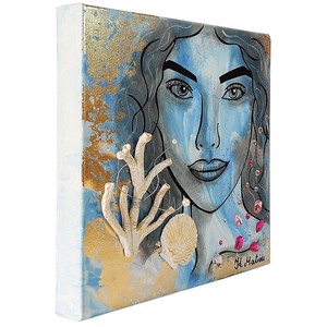 3D Πίνακας ζωγραφικής Κοπέλα με κοράλλια 30x30cm - πίνακες & κάδρα, 3d, πίνακες ζωγραφικής - 2