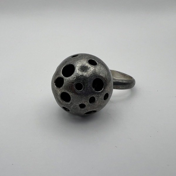 Black Planet Sphera δαχτυλίδι οξειδωμένο ασήμι 925 L - ασήμι 925, γεωμετρικά σχέδια, σταθερά - 3