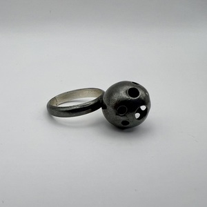 Black Planet Sphera δαχτυλίδι οξειδωμένο ασήμι 925 Μ - ασήμι 925, γεωμετρικά σχέδια, χειροποίητα, σταθερά