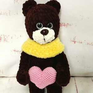 Πλεκτό αρκουδάκι George - καρδιά, κορίτσι, λούτρινα, αρκουδάκι, διακοσμητικά