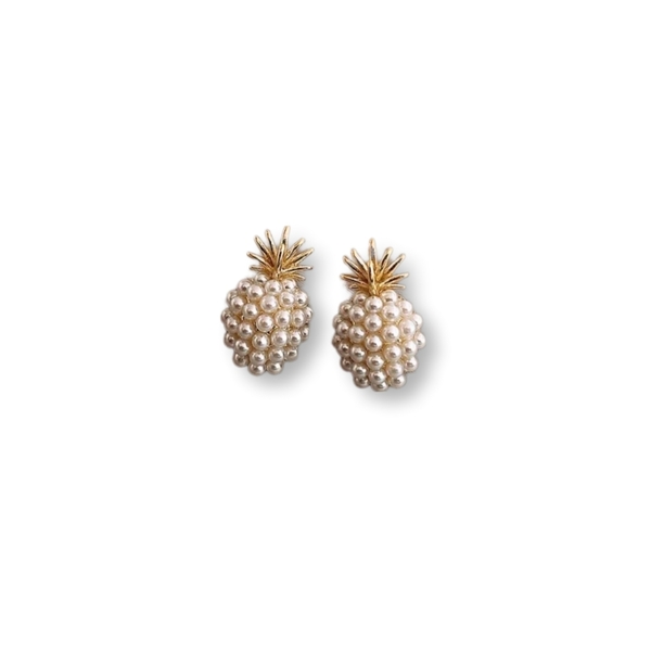Pineapple earrings σκουλαρίκια ανανάς σε χρυσό - ορείχαλκος, ασήμι 925, boho, πέρλες, νυφικά