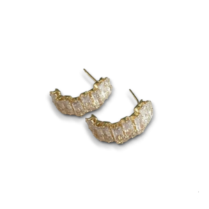 Earings zircon moon Σκουλαρίκια με κρύσταλλα ζιργκόν σε χρυσό - ορείχαλκος, ασήμι 925, boho, πέρλες, νυφικά