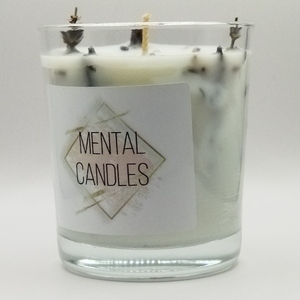 Αρωματικό κερί λευκό σε γυάλινο βάζο 12εκΧ12εκ με άρωμα λεβάντας και αποξηραμένη λεβάντα - αρωματικά κεριά - 3