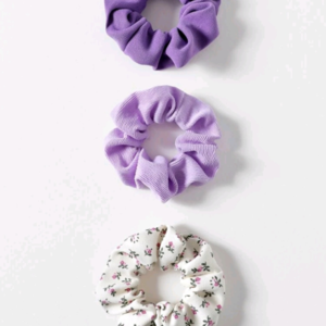 Violet set scrunchies - ύφασμα, λαστιχάκια μαλλιών