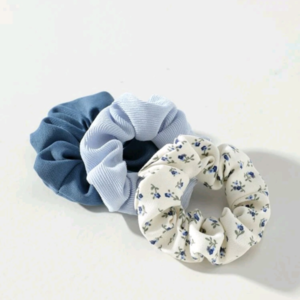 Blue set scrunchies - ύφασμα, λαστιχάκια μαλλιών