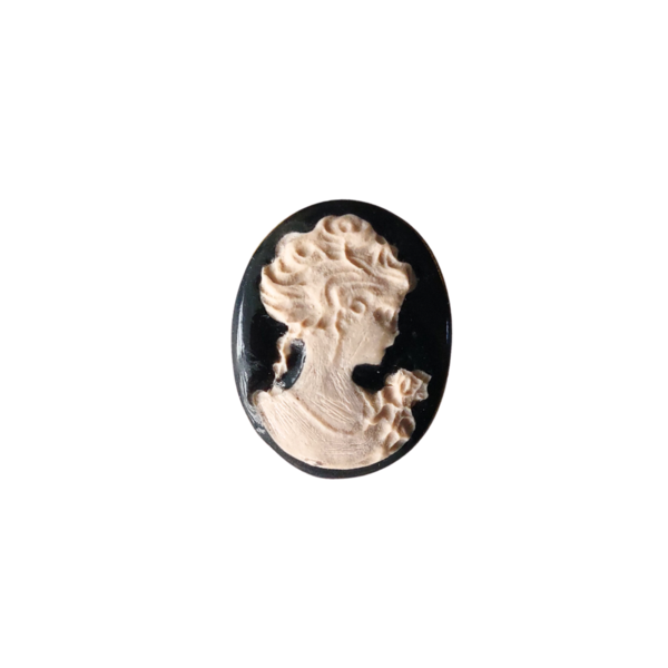 Ασημένια καρφίτσα Cameo - ασήμι, γυαλί, ασήμι 925, polymer clay