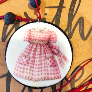 Μενταγιόν vintage στρογγυλό υγρό γυαλί ροζ φόρεμα - γυαλί, χάντρες - 2