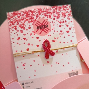 Pink ribbon - Breast cancer awareness bracelet - μακραμέ, κορδόνια, boho, φθηνά - 4