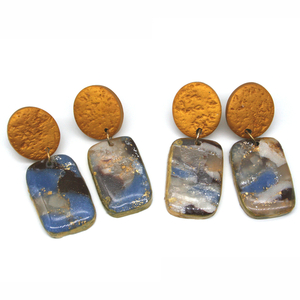 Σκουλαρίκια GOLD & SAND - επιχρυσωμένα, πηλός, ατσάλι, μεγάλα, καρφάκι - 3