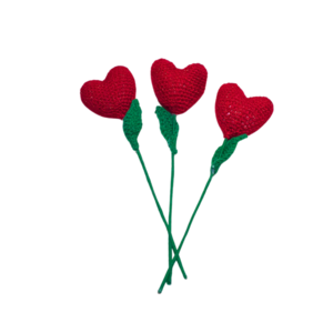 Χειροποίητα λουλούδια καρδιά σετ 3 τεμαχίων με διαστάσεις 25x1x4 - μαλλί, νήμα, μέταλλο, διακοσμητικά