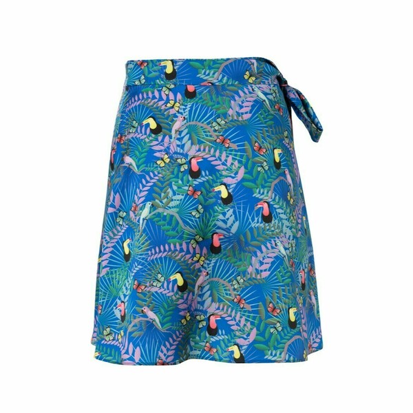 Lilian Skirt - Μίνι Σατέν Φούστα Φάκελος με Πολύχρωμο Μοτίβο Fauna Blue - πολυεστέρας, mini - 5