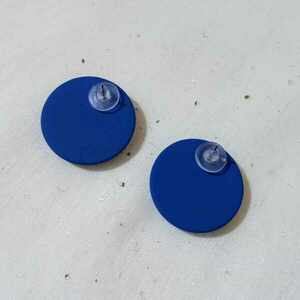 Στρογγυλά καρφωτα μπλε σκουλαρίκια - plexi glass, μεγάλα, αγ. βαλεντίνου, φθηνά, δωρο για επέτειο - 4