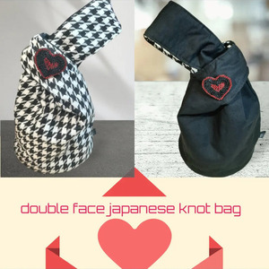 Τσάντα Japanese style άσπρο-μαύρο (double face) - ύφασμα, all day, χειρός, αγ. βαλεντίνου - 5