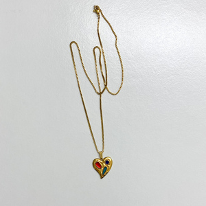 Κολιέ Ατσάλινη Αλυσίδα με στοιχείο καρδιά από ορείχαλκο - επιχρυσωμένα, ορείχαλκος, καρδιά, ατσάλι