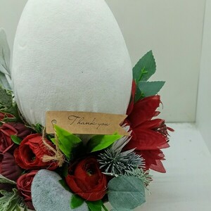 Αυγό πασχαλινό, λευκό βελούδινο με κεραμικό κασπω - κορίτσι, αυγό, διακοσμητικά, πασχαλινά αυγά διακοσμητικά, πασχαλινά δώρα - 3
