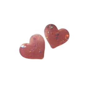 |HEART| χειροποίητα σκουλαρίκια από ρητίνη ( resin ) - γυαλί, ατσάλι, μεγάλα