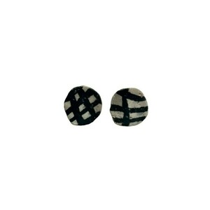 Aselynos Black Stripes Χειροποίητα Καρφωτά Σκουλαρίκια Πολυμερικού Πηλού - πηλός, ατσάλι, μεγάλα