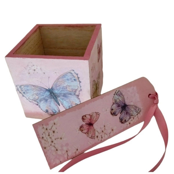 Μολυβοθηκη με σελιδοδείκτη με θέμα τις πεταλούδες - κορίτσι, πεταλούδα