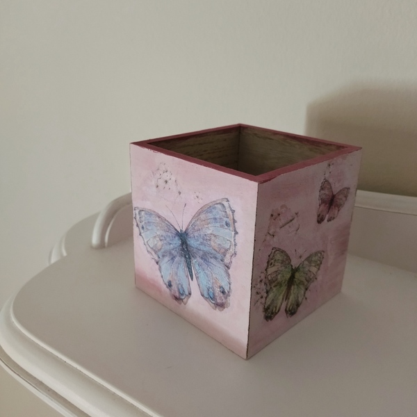 Ξύλινη μολυβοθήκη με πεταλούδες - κορίτσι, πεταλούδα, πεταλούδες - 2