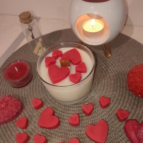 Valentine's Candle από κερί σόγιας 200γρ. στο άρωμα της γλυκιάς Φράουλας. - αρωματικά κεριά, κεριά, αγ. βαλεντίνου, κεριά & κηροπήγια, vegan κεριά - 2