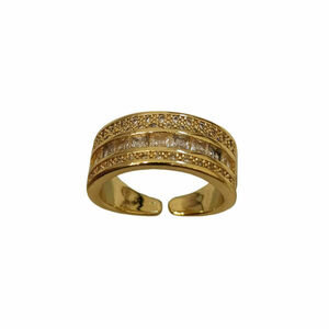 Ατσάλινο Δαχτυλίδι Με Ζιρκόν 0611 - επιχρυσωμένα, ατσάλι, αυξομειούμενα, φθηνά - 2