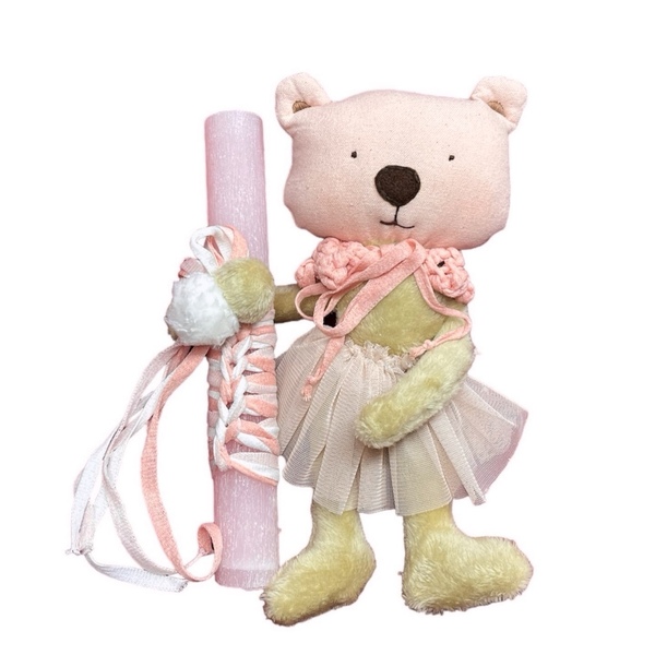 Λαμπάδα αρκουδάκι ροζ-παστέλ - κορίτσι, λαμπάδες, για παιδιά, για μωρά, παιχνιδολαμπάδες