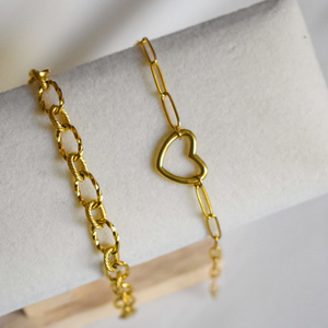 Eros bracelet | Βραχιόλι με ατσάλινη αλυσίδα και σχέδιο καρδιά - καρδιά, ατσάλι, αγ. βαλεντίνου, χεριού - 3