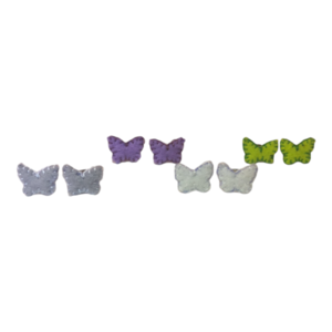 Υφασμάτινα σκουλαρίκια πεταλούδες - ύφασμα, πεταλούδα, μικρά, ατσάλι
