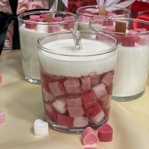 Κερί Σόγιας & Ζελέ με Διακόσμηση Καρδιές 235γρ - αρωματικά κεριά - 2