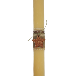 Γυναικεία πασχαλινή λαμπάδα με ξύλινο αστέρι μπεζ 26cm - κορίτσι, λαμπάδες, για ενήλικες, για εφήβους - 2