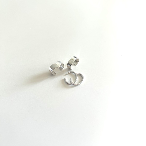 Shiny ear cuffs | Ασήμι 925 χειροποίητα σκουλαρίκια ear cuffs - ασήμι 925, δάκρυ, μικρά, επιπλατινωμένα, φθηνά - 3