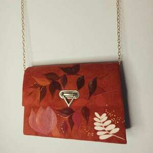 "Amelia" hand-painted clutch bag - γυαλί, πηλός, λουλούδι, boho, μεγάλα - 3