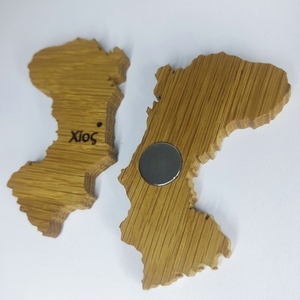 Ξύλινο χειροποίητο μαγνητάκι "Χίος" 8 εκατοστά από φυσικό ξύλο δρυός - ξύλο, μαγνητάκια, σπιτιού - 2