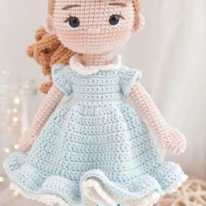 Χειροποίητη πλεκτή κούκλα με λευκό φόρεμα (30cm) - κορίτσι, λούτρινα, κουκλίτσα, κούκλες, πλεχτή κούκλα - 5