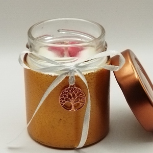Χειροποίητο αρωματικό κερί σόγιας λευκό, με άρωμα βανίλια με κόκκινη καρδούλα σε βαζάκι 156ml με καπάκι 8εκ Χ6εκ με δέντρο ζωής - γάμου - 3