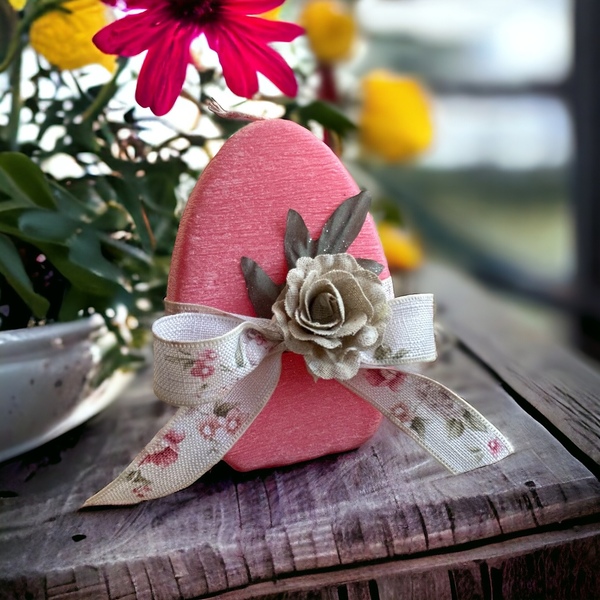 Αρωματικό κερί - αυγό πασχαλινό ροζ - λουλούδια, διακοσμητικά, κεριά, για ενήλικες, νονοί - 2