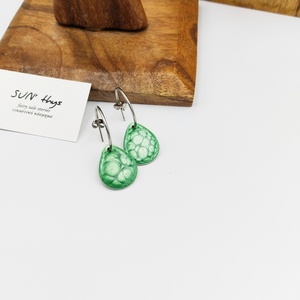 Σκουλαρίκια emerald drops - ατσάλι, zamak