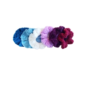 Χειροποίητα πλεκτά βελούδινα scrunchies (1 τεμ.) - νήμα, λαστιχάκια μαλλιών, velvet scrunchies